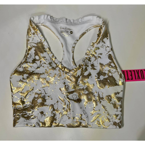 NWT Lilly Pulitzer Luxletic Lindsay Sports Bra Shoreline Foil Sz. XS - Picture 3 of 9